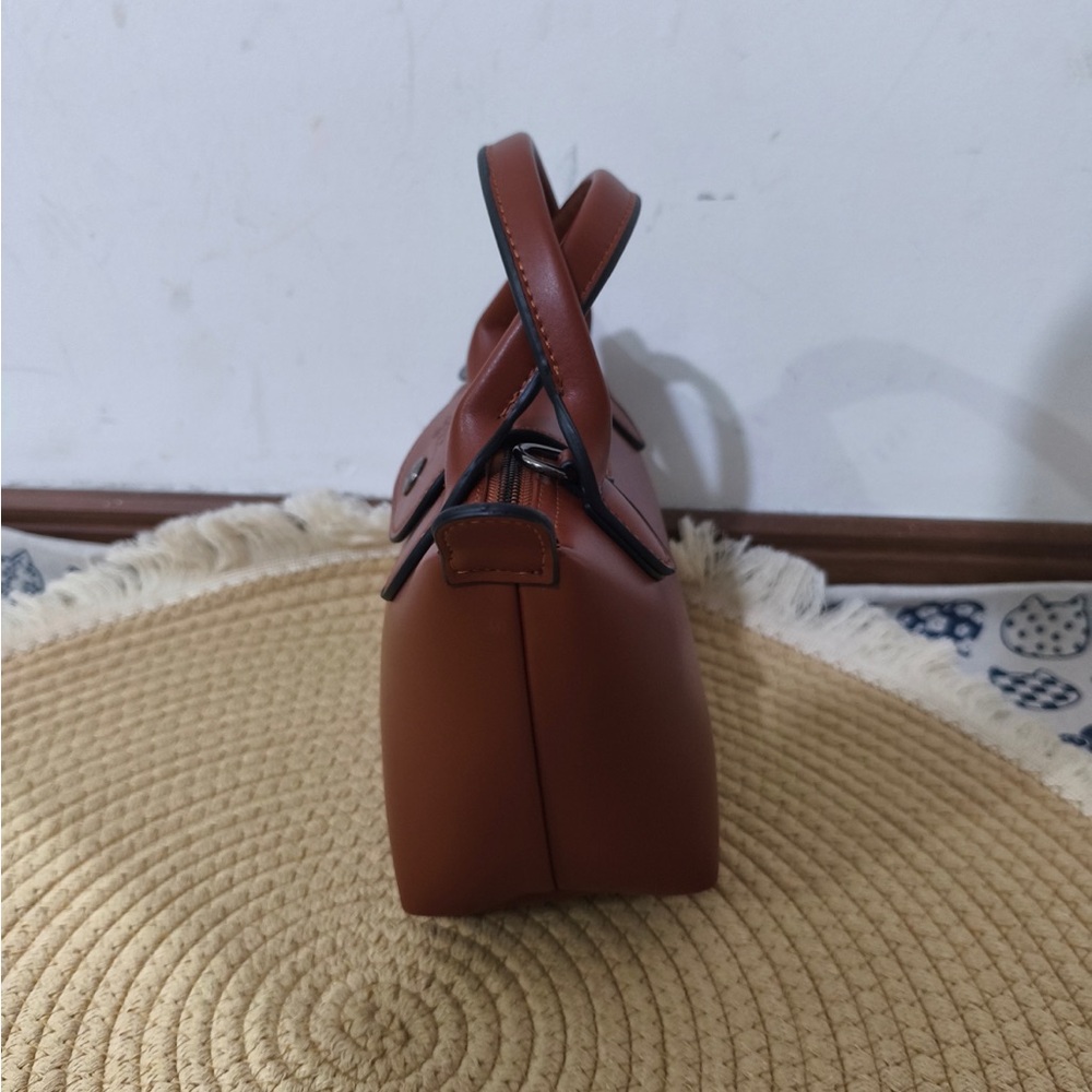 Longchamp Brown Mini Leather Top-Handle Bag with Strap - Picture 5 of 10